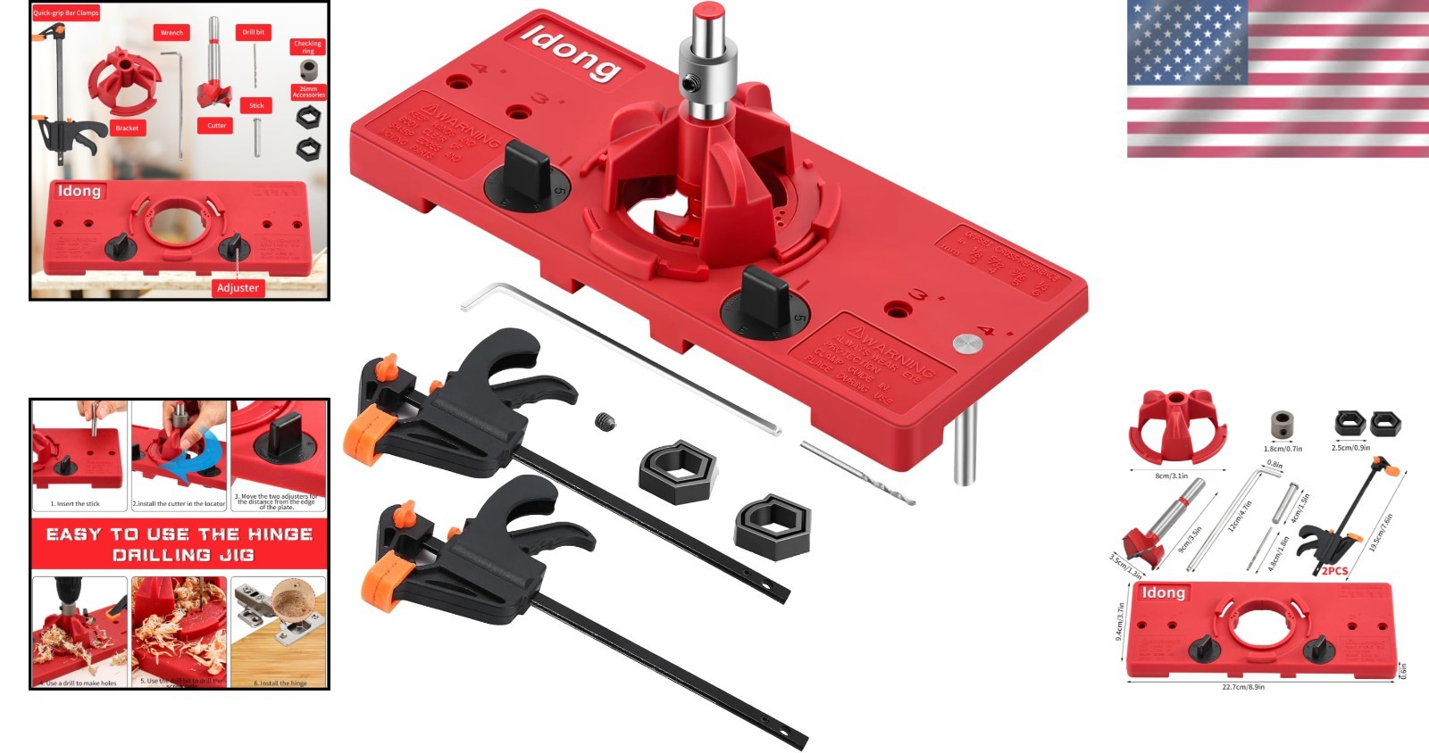 Lightweight 35mm Hinge Drilling Tool with Adjustable Features for Precision Cuts