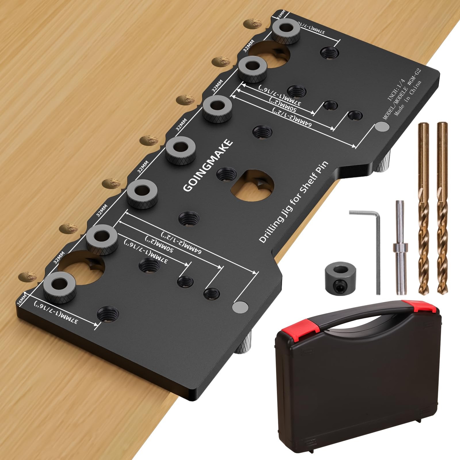 Shelf Pin Jig 1/4 Inch Aluminum Alloy Shelf Pin Drilling Jig Drill Guide for Str