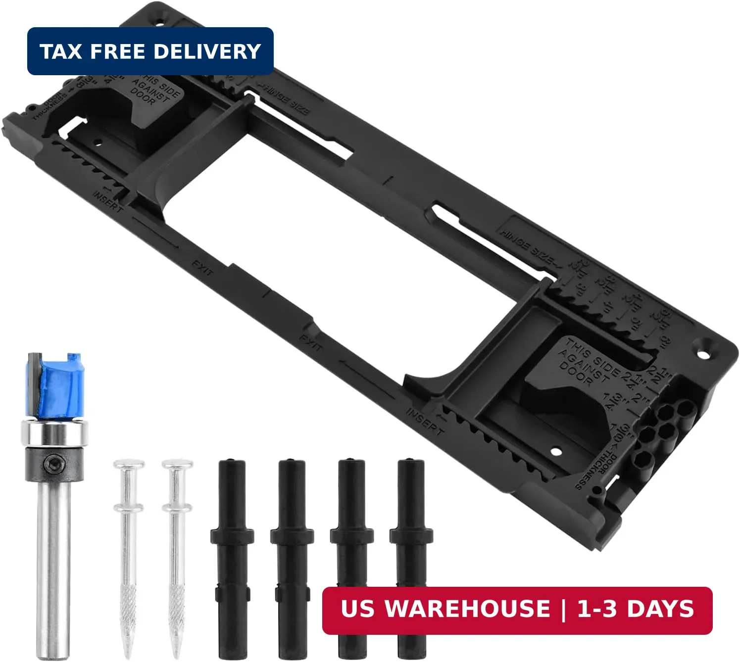 Door Hinge Jig Kit: 8 Sizes (2.5-6″) & 5 Thicknesses, Router Mortise for Precise