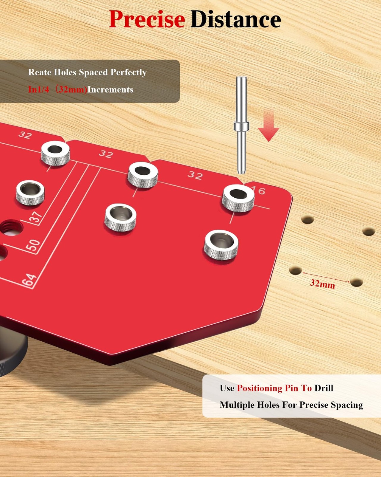 TANYO 11 Hole Shelf Pin Jig, Adjustable Shelf Hole Jig with 1/4″ and 5mm Dril…