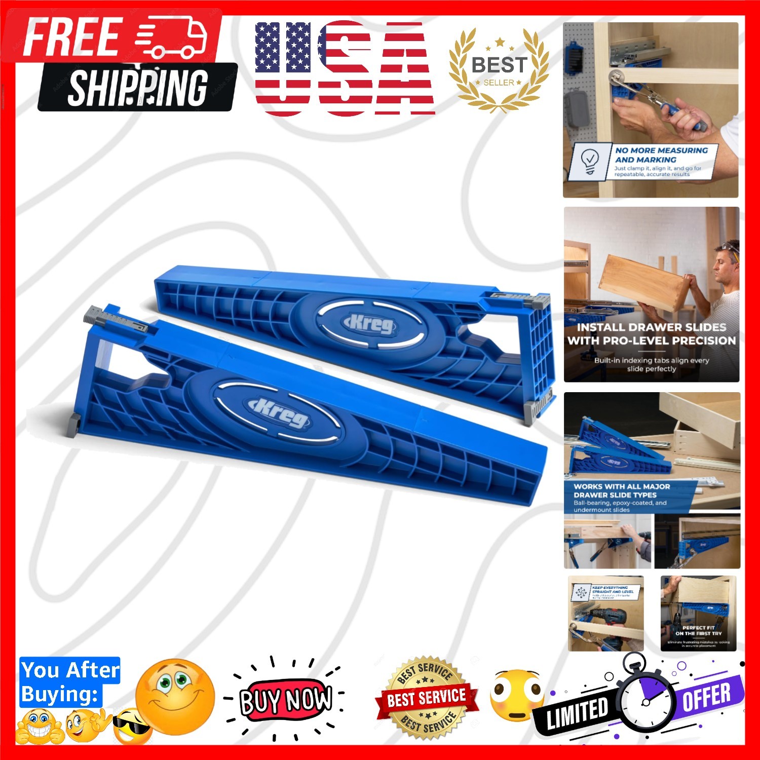 KHI-Slide Drawer Slide Jig – Drawer Slide Jig Kit – Drawer Slide Tool – for C…
