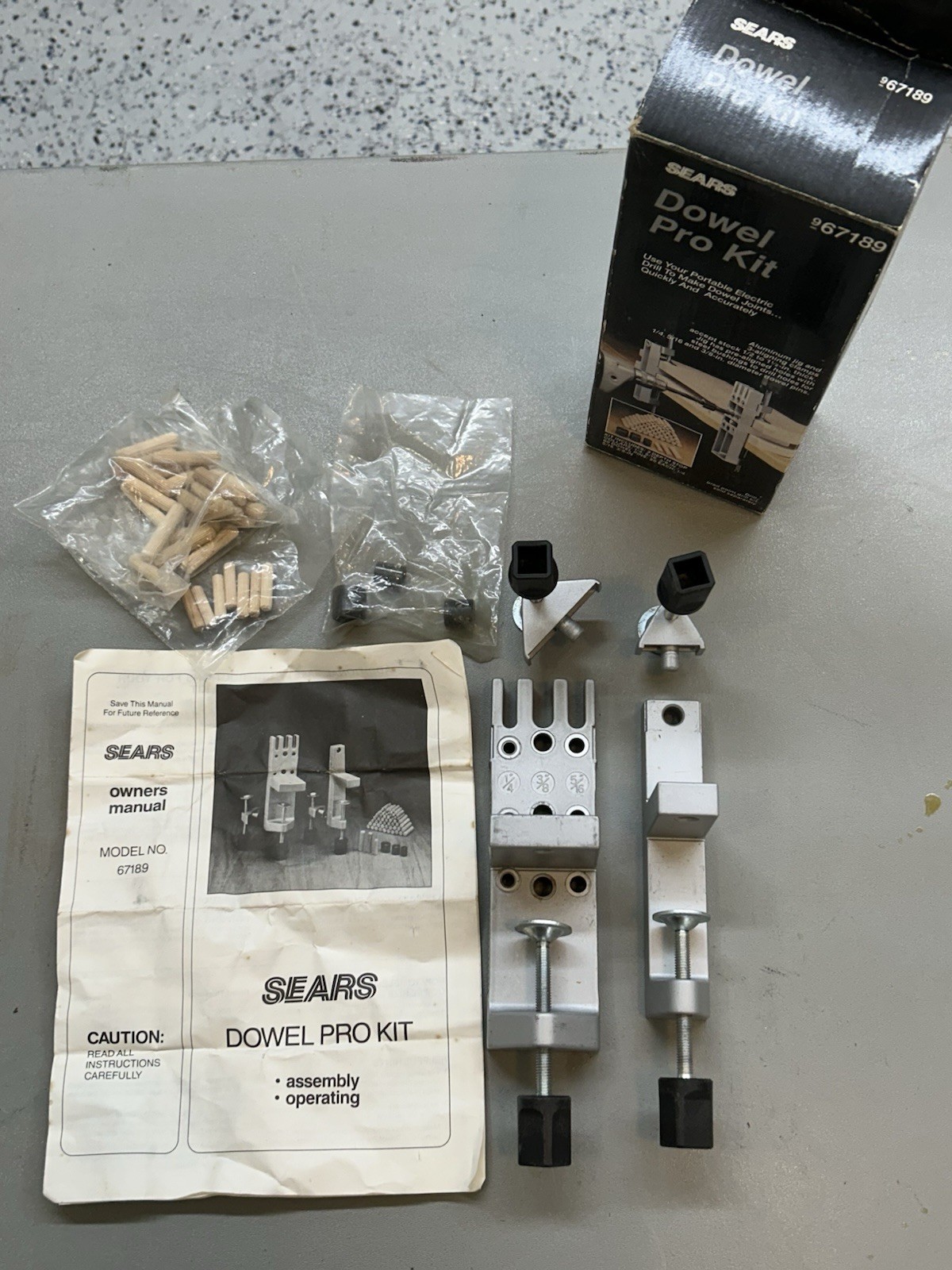 Sears Dowel Pro Kit 967189 Aluminum Dowel Jig Set for Drilling w/ Manual & Pins