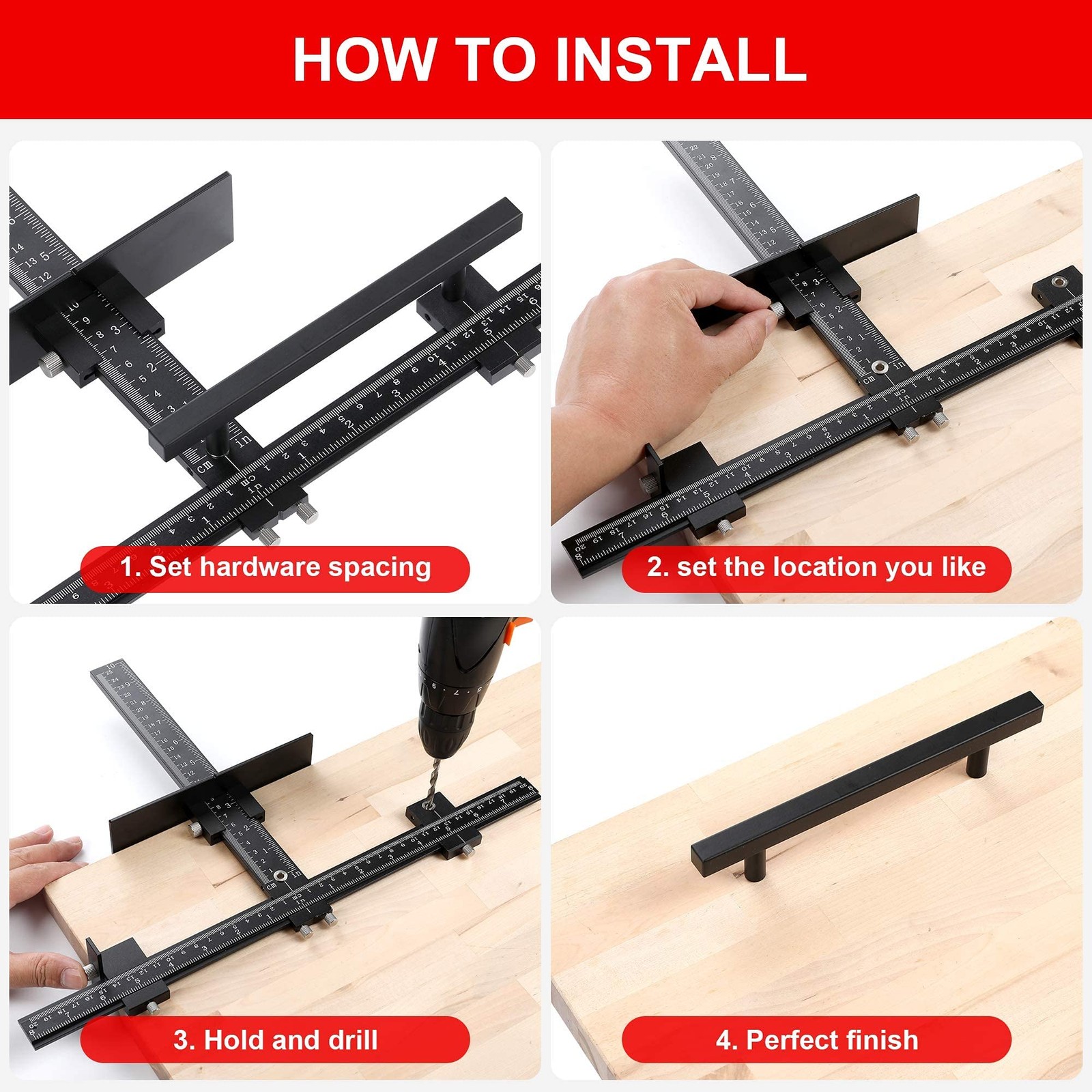 Adjustable Cabinet Hardware Jig for Precise Installation of Knobs and Pulls
