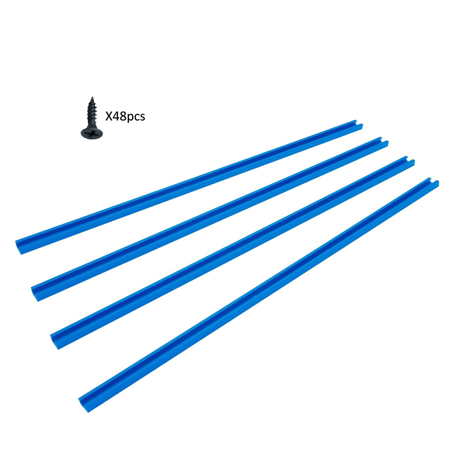 4 PCS Aluminum 48 Inch TTrack Wood Screws Double Cut Profile Blue Hardware