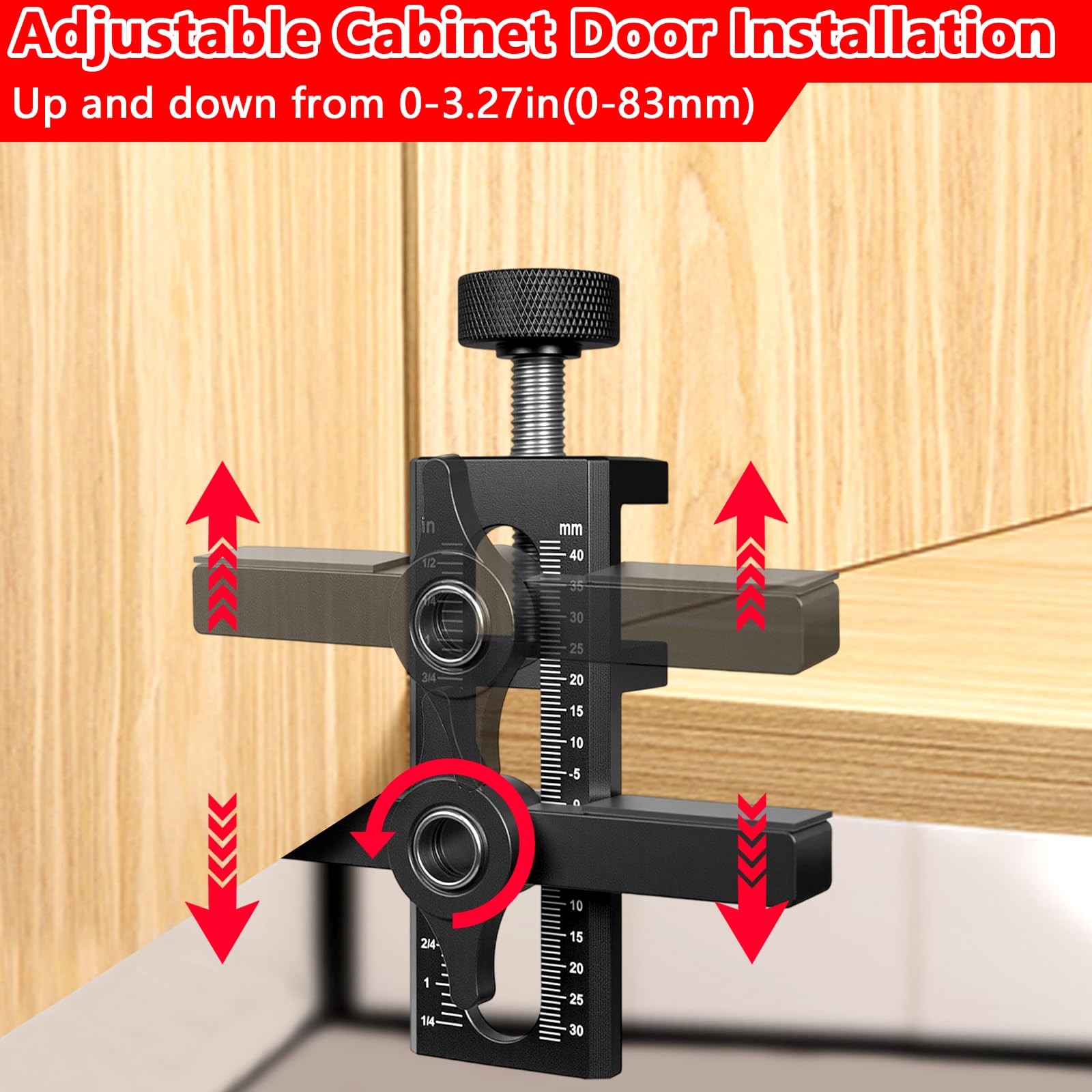 2 in 1 Cabinet Door Installation Jig Kit Adjustable Metal Positioner Tool