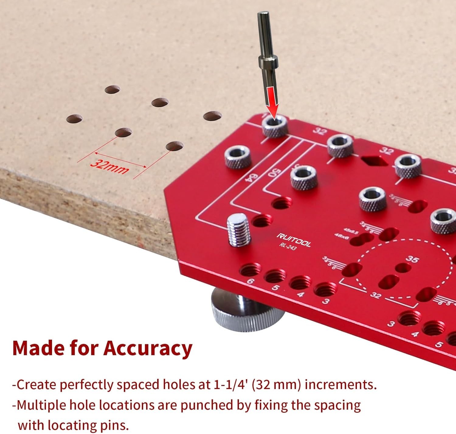 7-Hole Shelf Pin Jig, 2-in-1 Shelf Pin Drilling Jig and Hinge Guide | Shelf J…