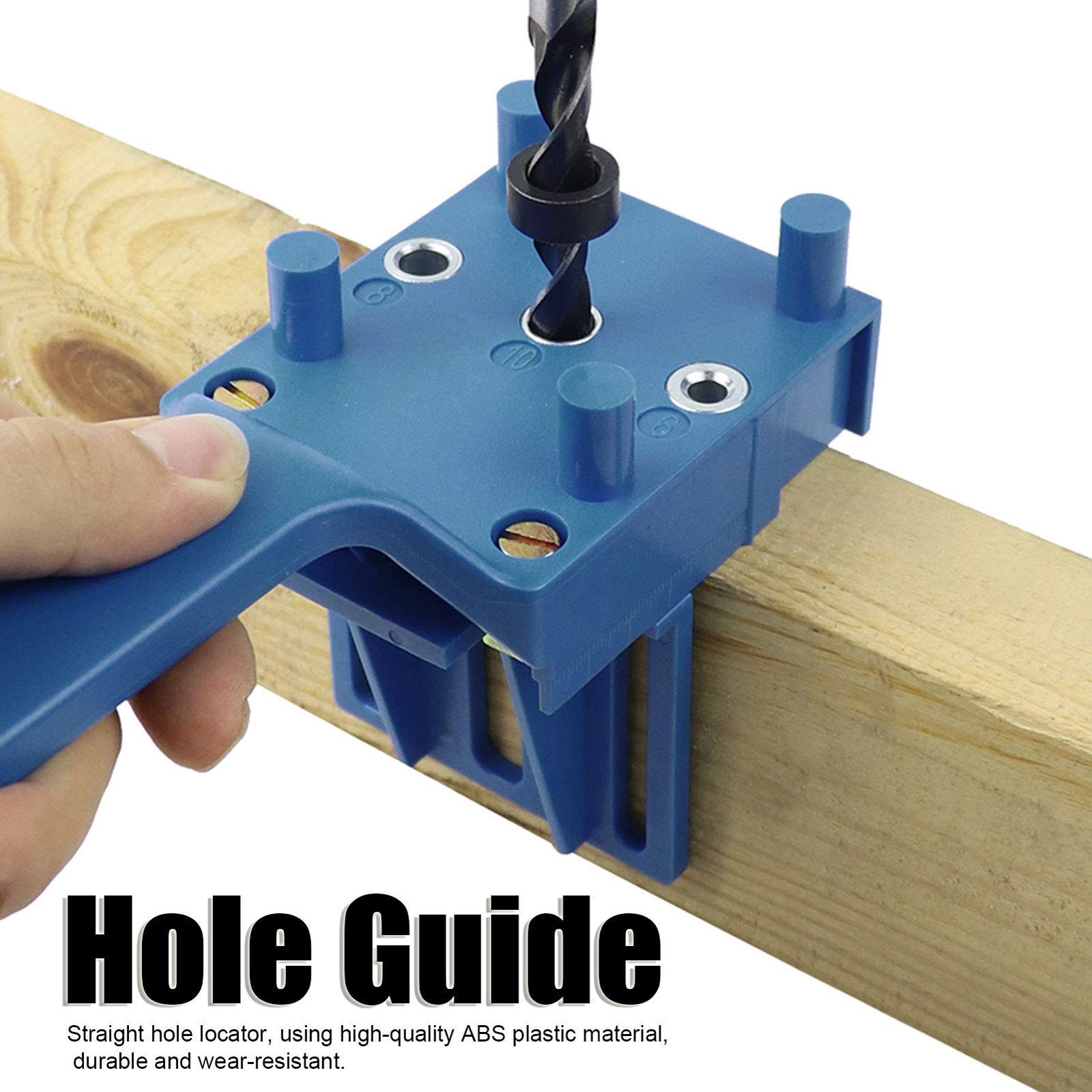 Handheld Dowel Jig Kit – Wood Doweling Hole Drill Guide Kit (Blue) | Hole Dri…
