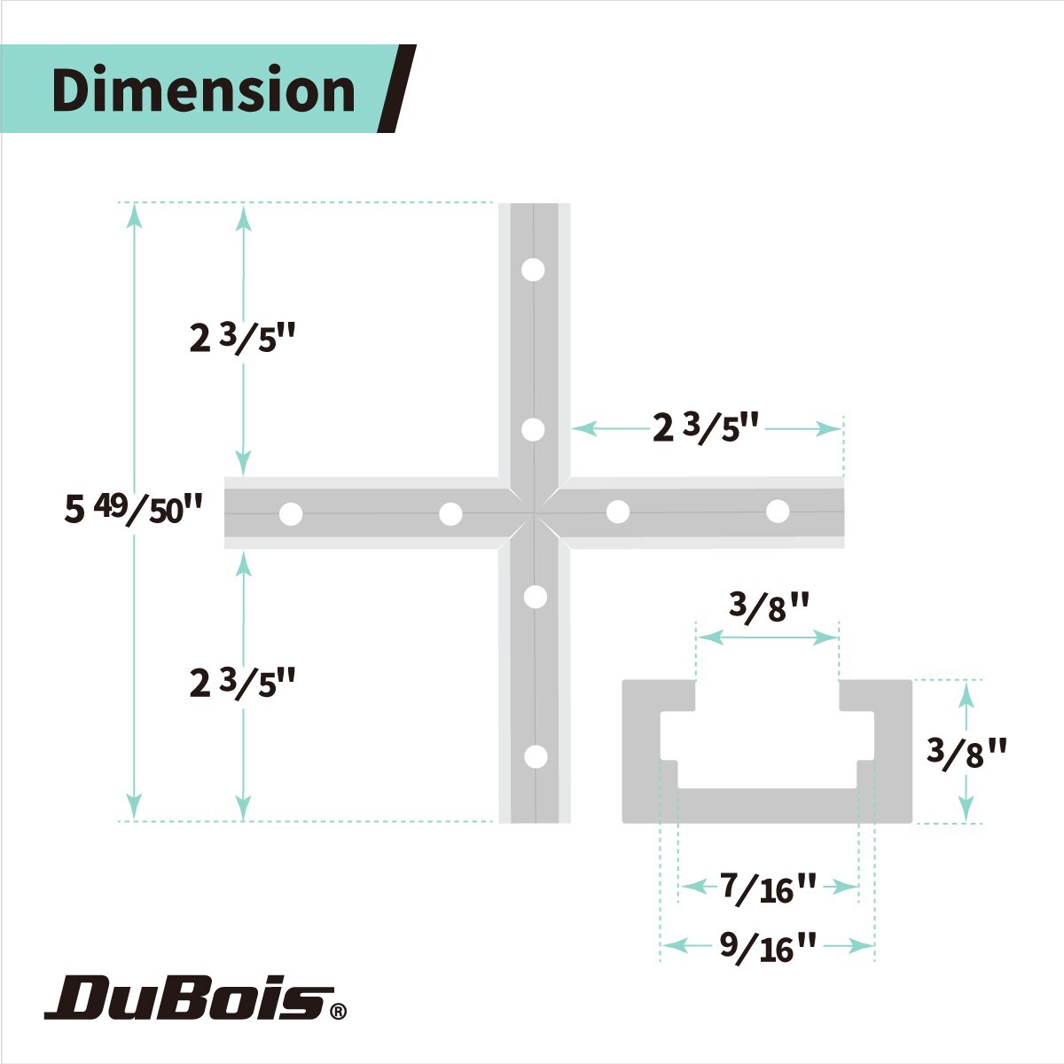 DuBois 51016 T Track Intersection Kit for Woodworking, Aluminum Double Cut