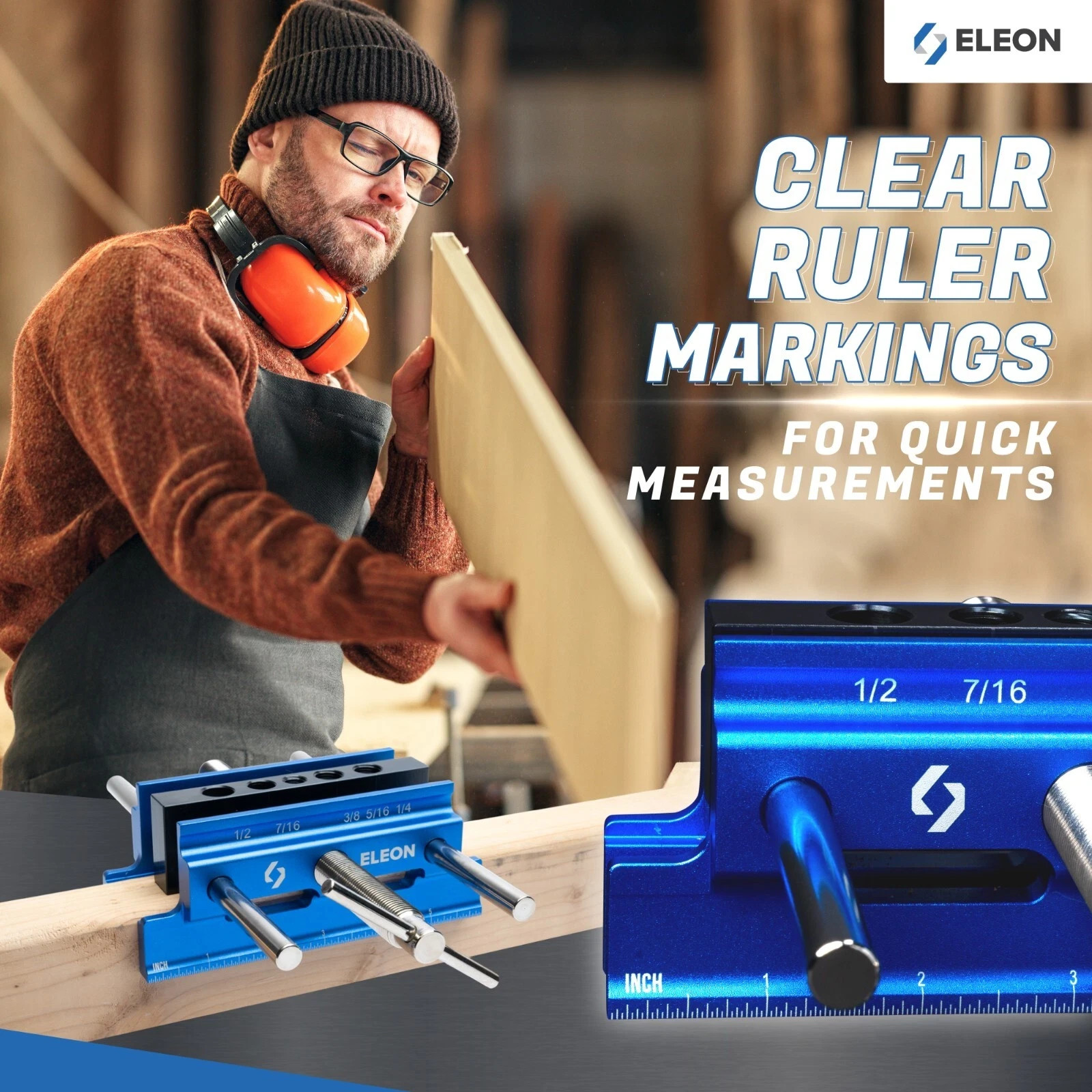 Eleon Self Centering Dowel Jig with Elongated Jaws & Extra Wide Clamp up to 6.7″