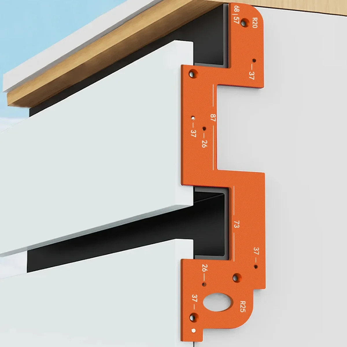 Cabinet Handle Slotting Template Invisible Door Wardrobe Positioning Jig Tool