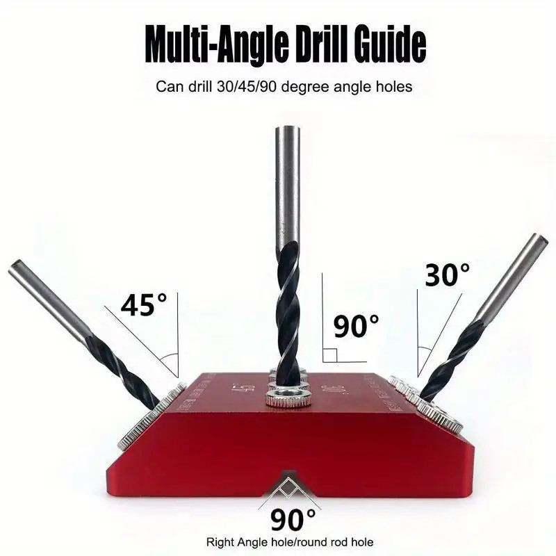 30 45 90 Angle Drill Guide Holder Aluminium Drill Guide Fixture for Woodworking