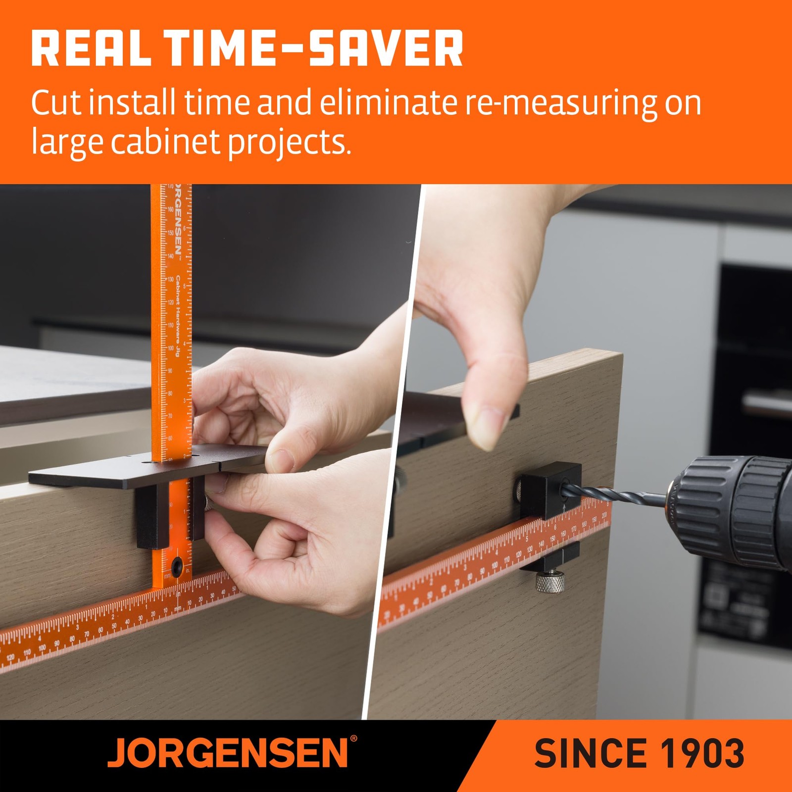 JORGENSEN Cabinet Hardware Jig Tool – Aluminum Alloy & Double Scale Cabinet Hand