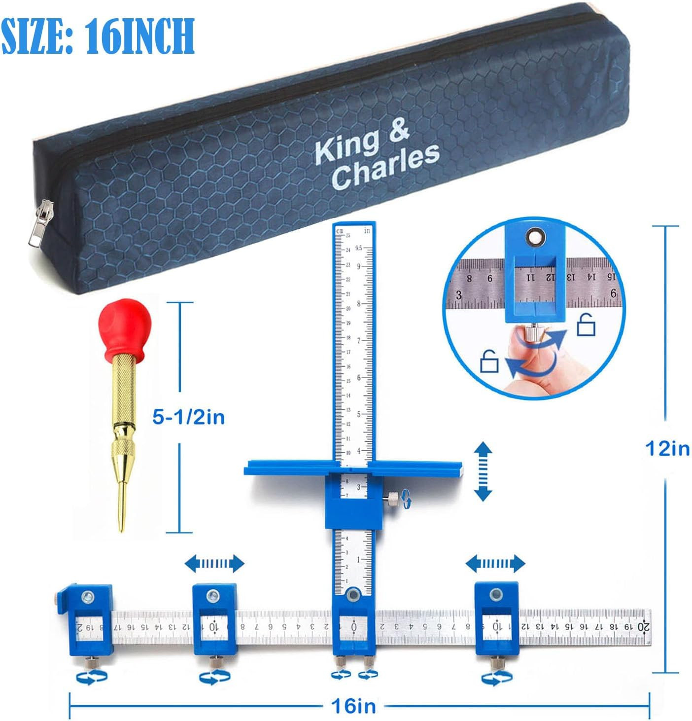 Cabinet Hardware Jig, Cabinet Handle Jig with Automatic Center Punch
