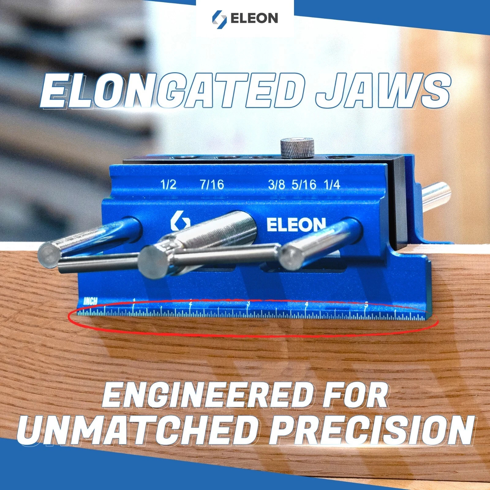 Eleon Self Centering Dowel Jig with Elongated Jaws & Extra Wide Clamp up to 6.7″