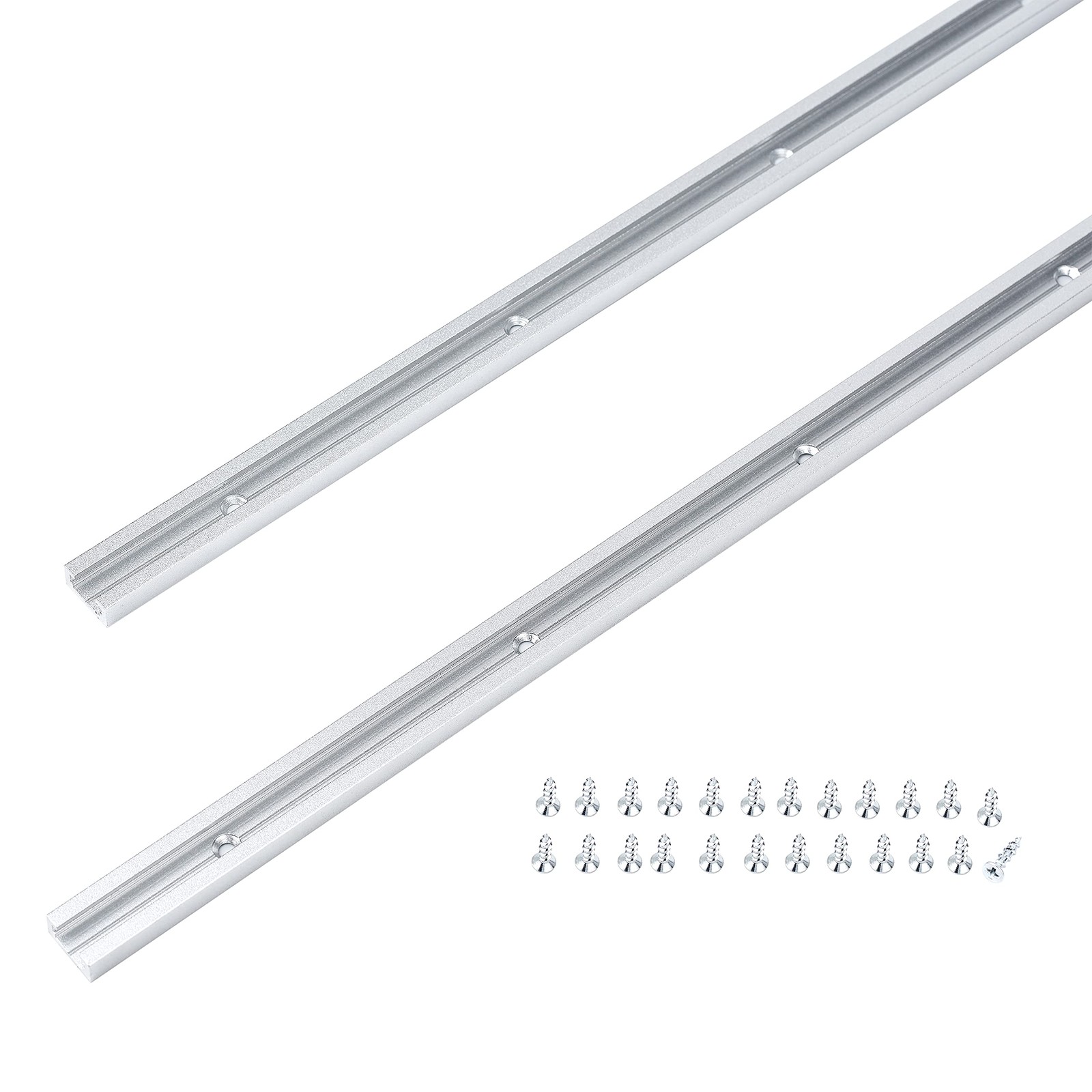 2 Pack 48″ Silver Aluminum TTrack DoubleCut Profile Woodworking