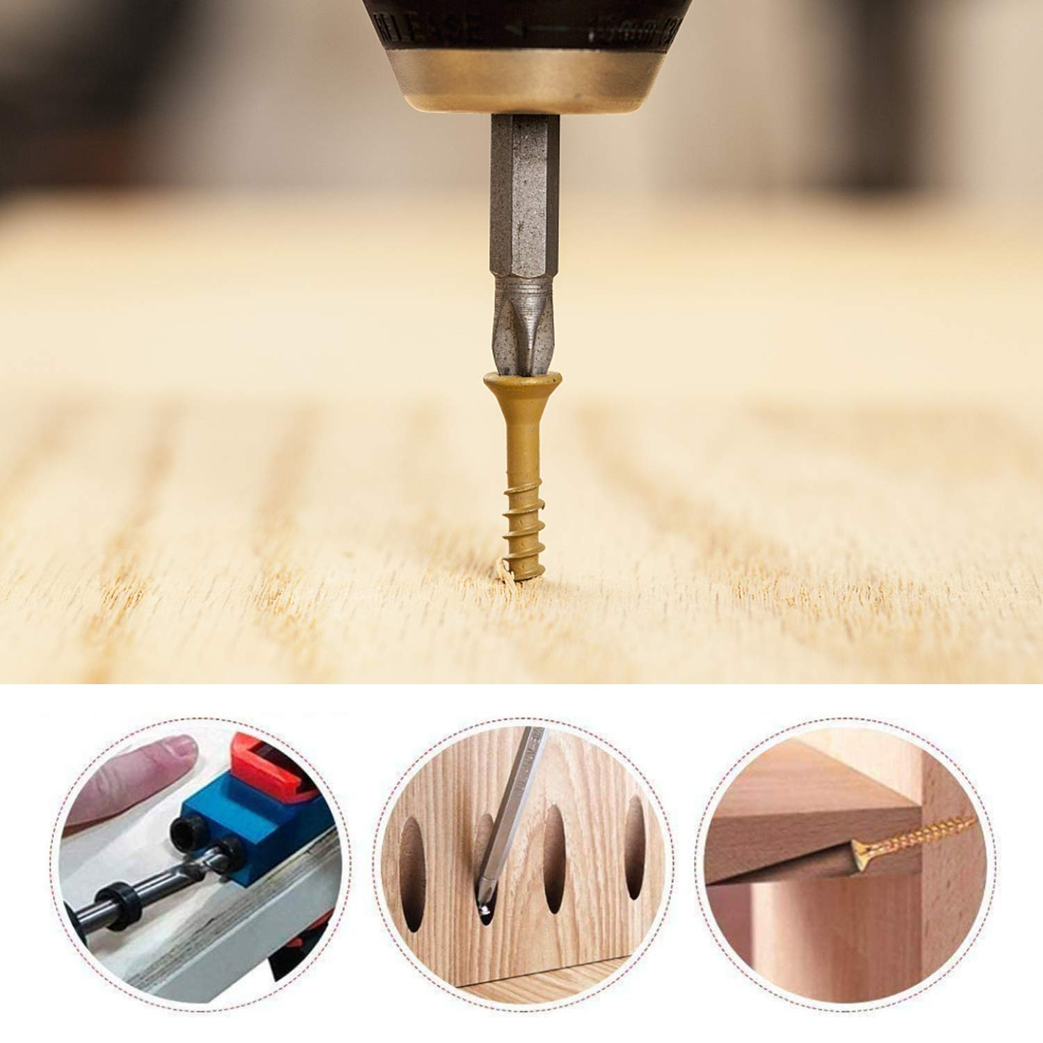 15Pcs Pocket Hole Jig, 15 Degree Dowel Drill Joinery Kit Hole Screw Jig with 6/8