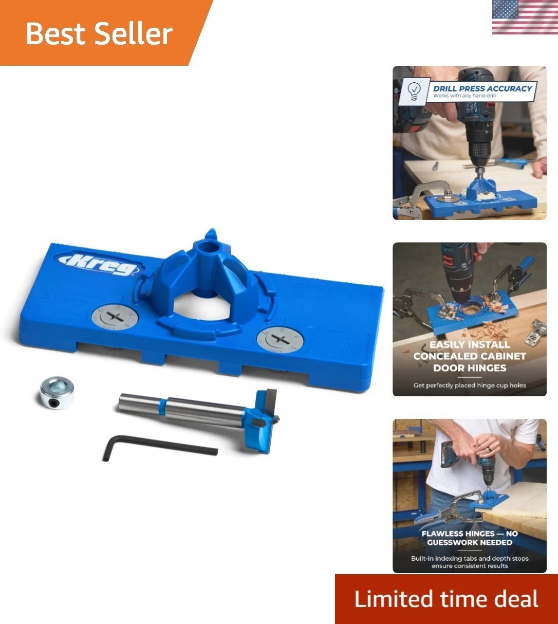 35mm Concealed Hinge Jig – Precision Adjustable Tool for Cabinet Installations