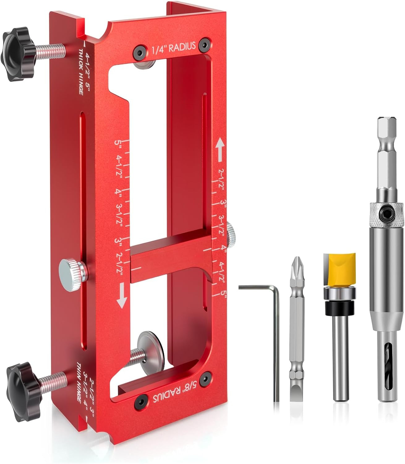 Aluminum Alloy Door Hinge Jig, Door Hinge Router Jig with Scale, Fits for 2.5-5″