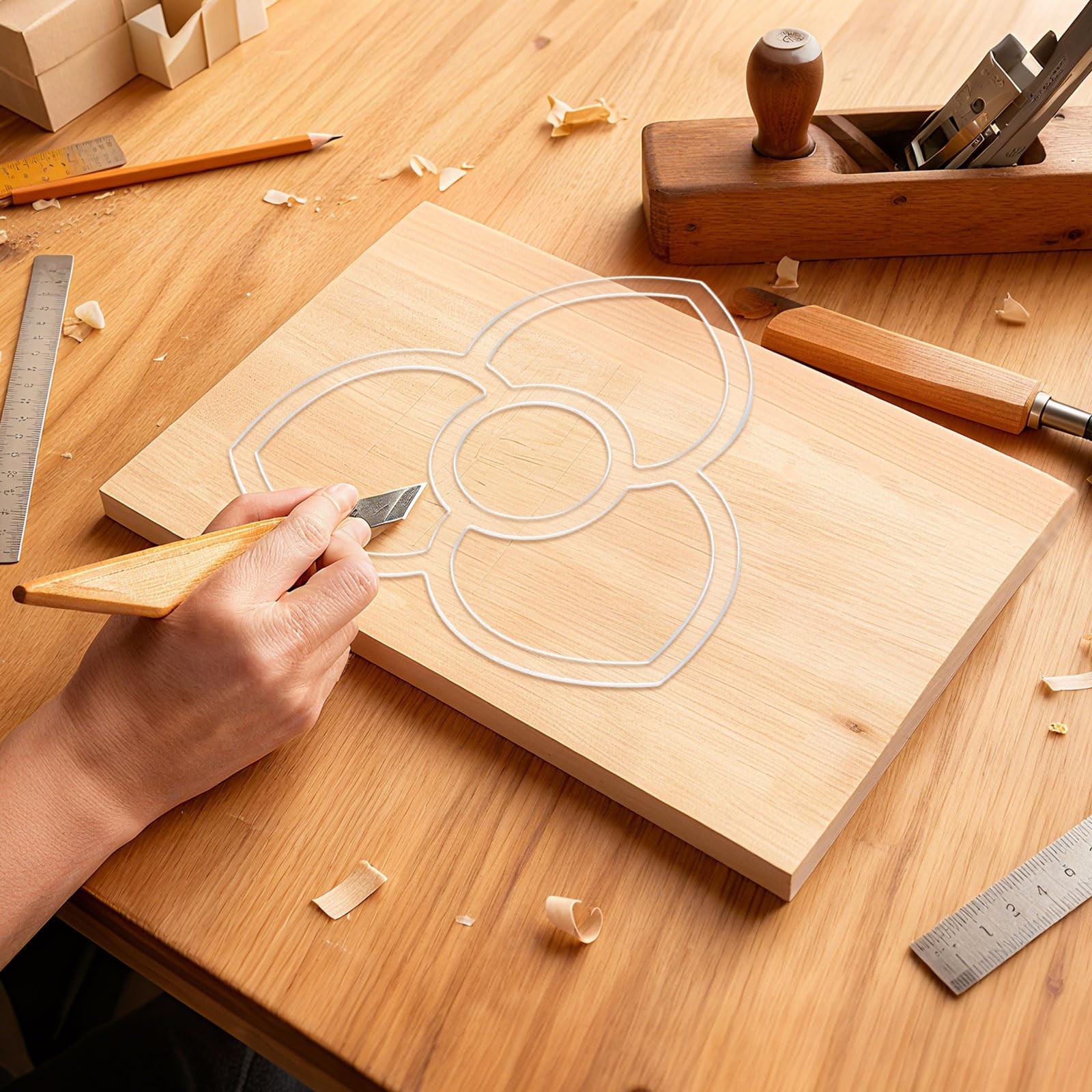 4 in 1 Clear Acrylic Router Template Woodworking Circle Inlay 9.8×10.1 Inch