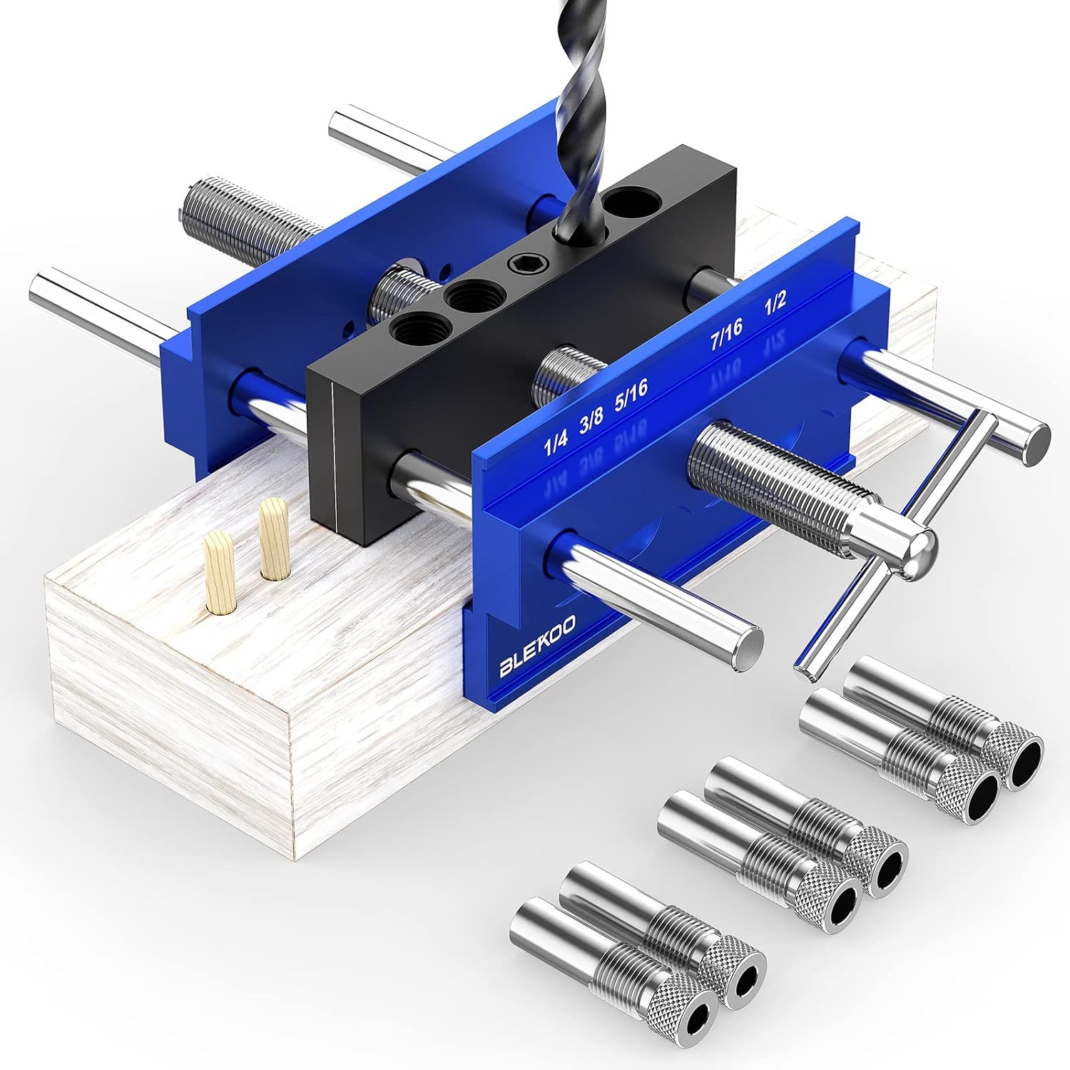 Upgraded 6.7 Inch Self Centering Doweling Jig Kit, Drill Jig for Straight Holes