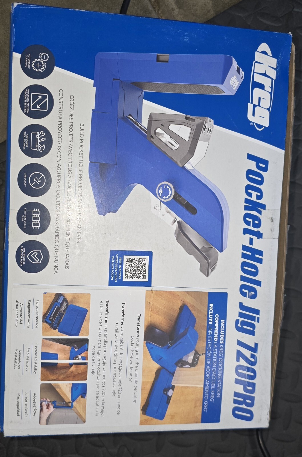 Kreg Pocket Hole Jig Kit 720PRO Woodworking Self-Adjusting Clamp & Drill Guide