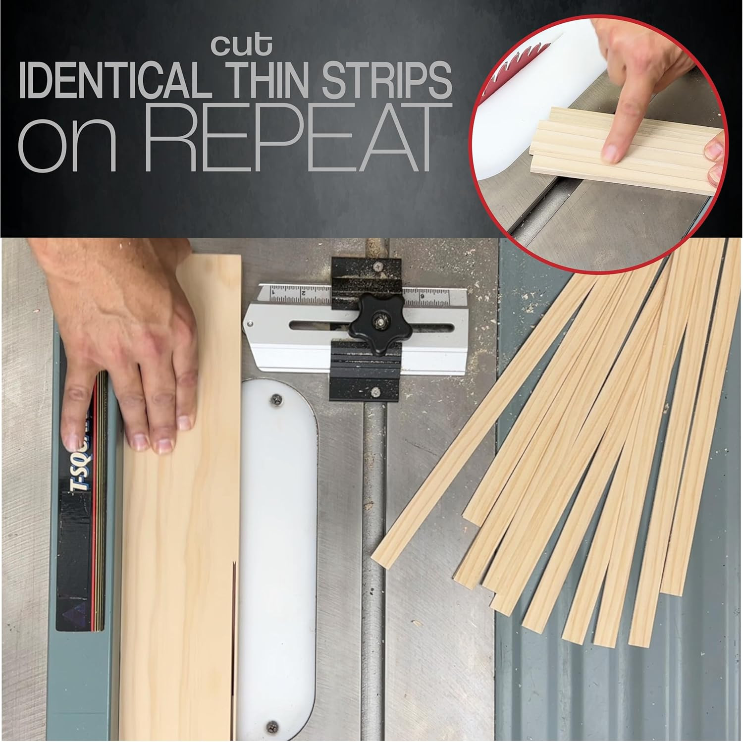 Thin Rip Jig Table Saw Jig for Making Repetitive Narrow Strip Cuts on Table Saws