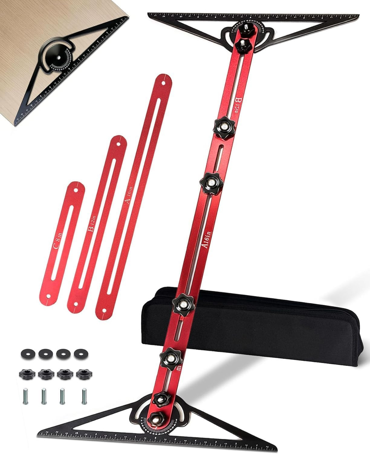 Stair Tread Template Tool, 8″ to 60″ Adjustable, Dual Nut Locking | Upgraded Loc