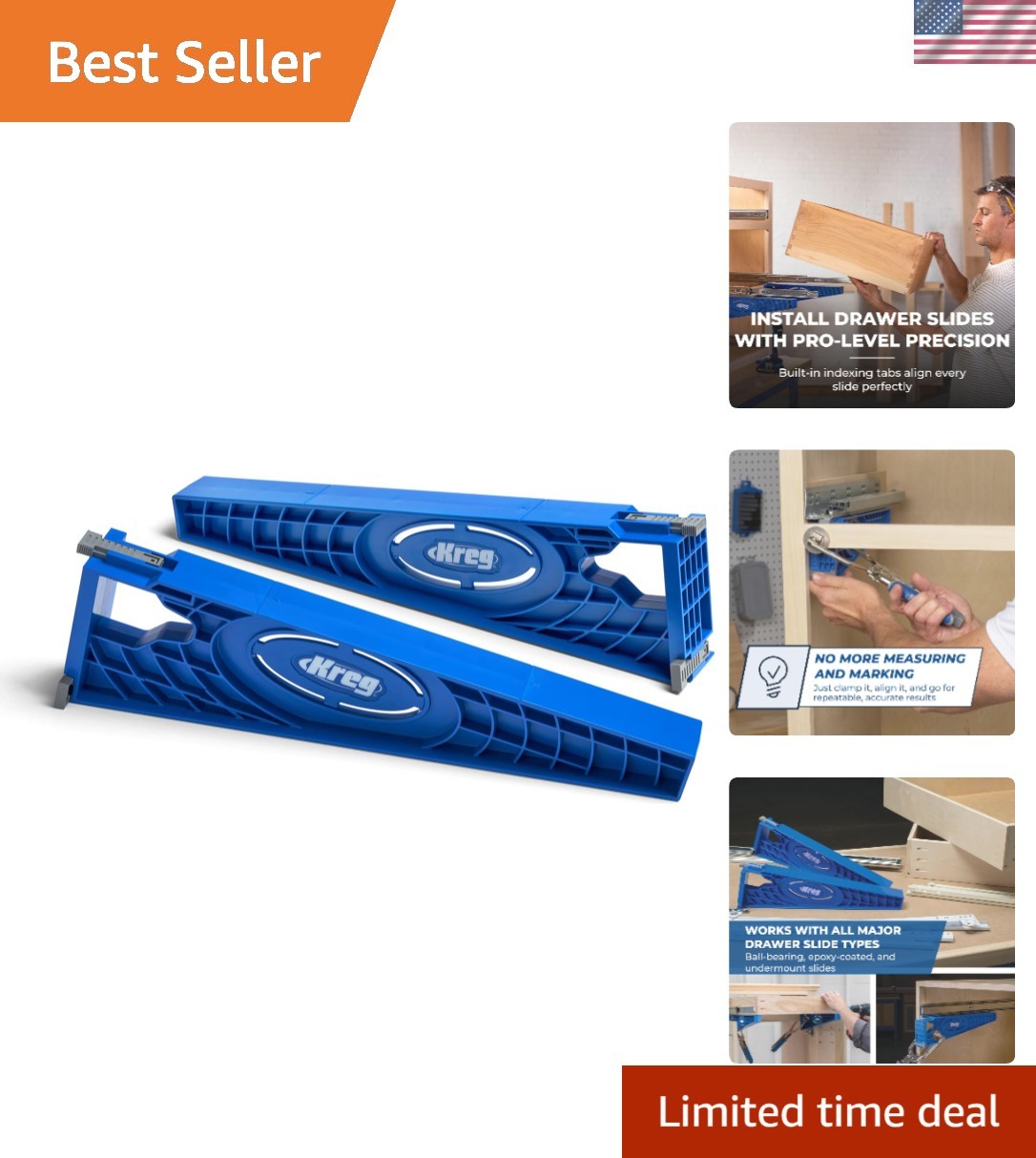 KHI-Slide Drawer Slide Jig Kit – 2 Tools for Easy Drawer Installation