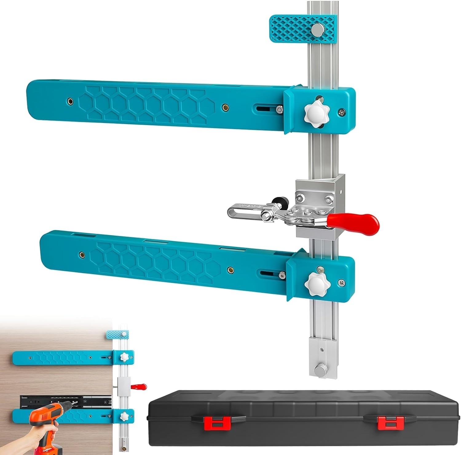 Drawer Slide Jig, Drawer Slide Installation Tool with Toggle Clamp & Magnetic A