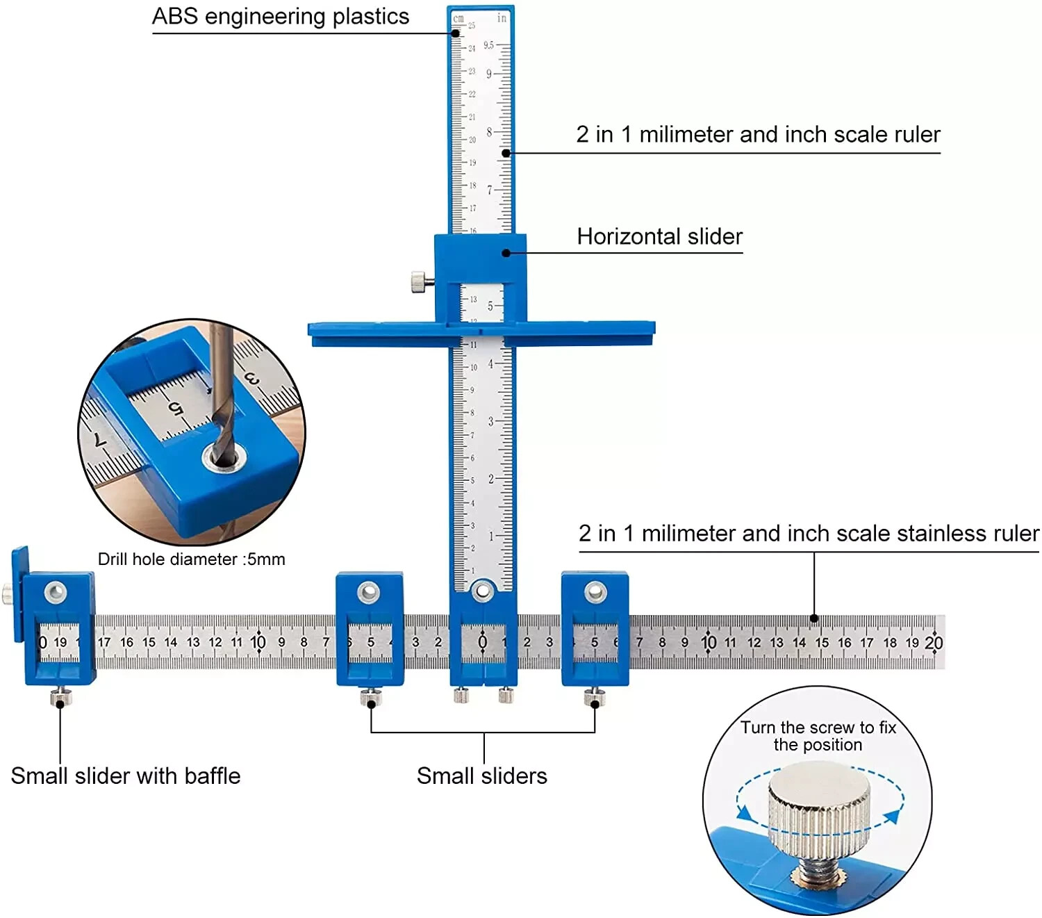 Cabinet Hardware Jig, Punch Locator Drill Guide,Wood Drilling Dowelling Guide fo