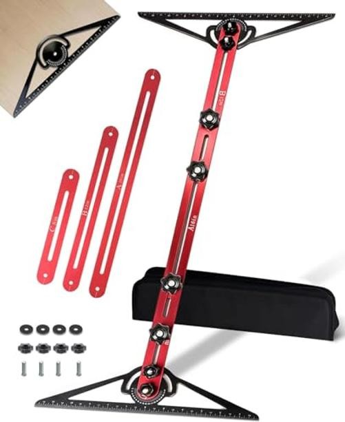 Stair Tread Template Tool, 8″ to 60″ Adjustable, Dual Nut Locking | Red Black
