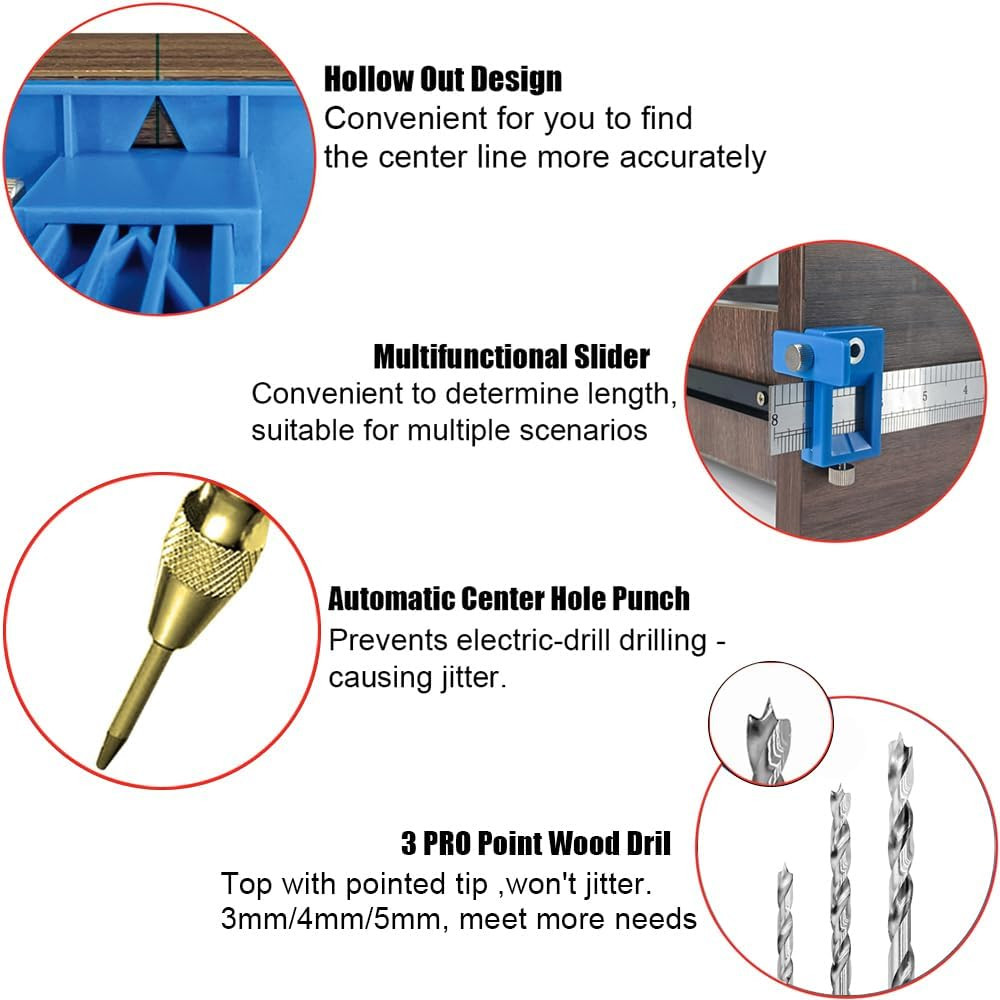 Cabinet Hardware Jig, Cabinet Handle Jig + Automatic Hole Punch + Point Drill B