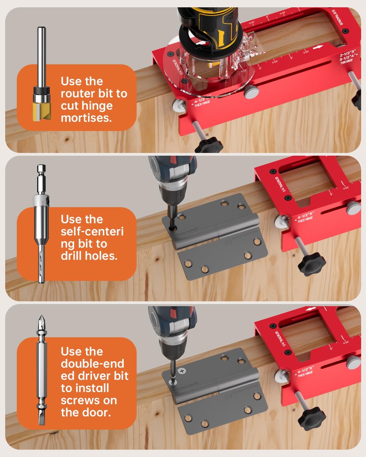 Door Hinge Jig and Door Lock Installation Kit, Aluminum Alloy Router Template…