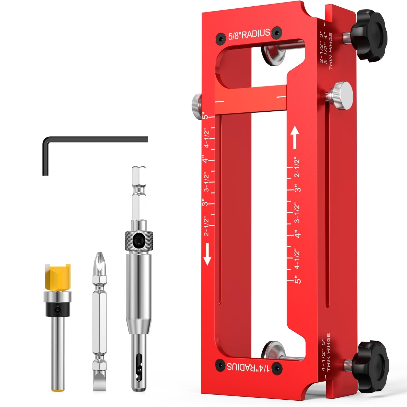 Door Hinge Jig Router Template Adjustable Mortise Kit 1/4 5/8 Radius 2.55in