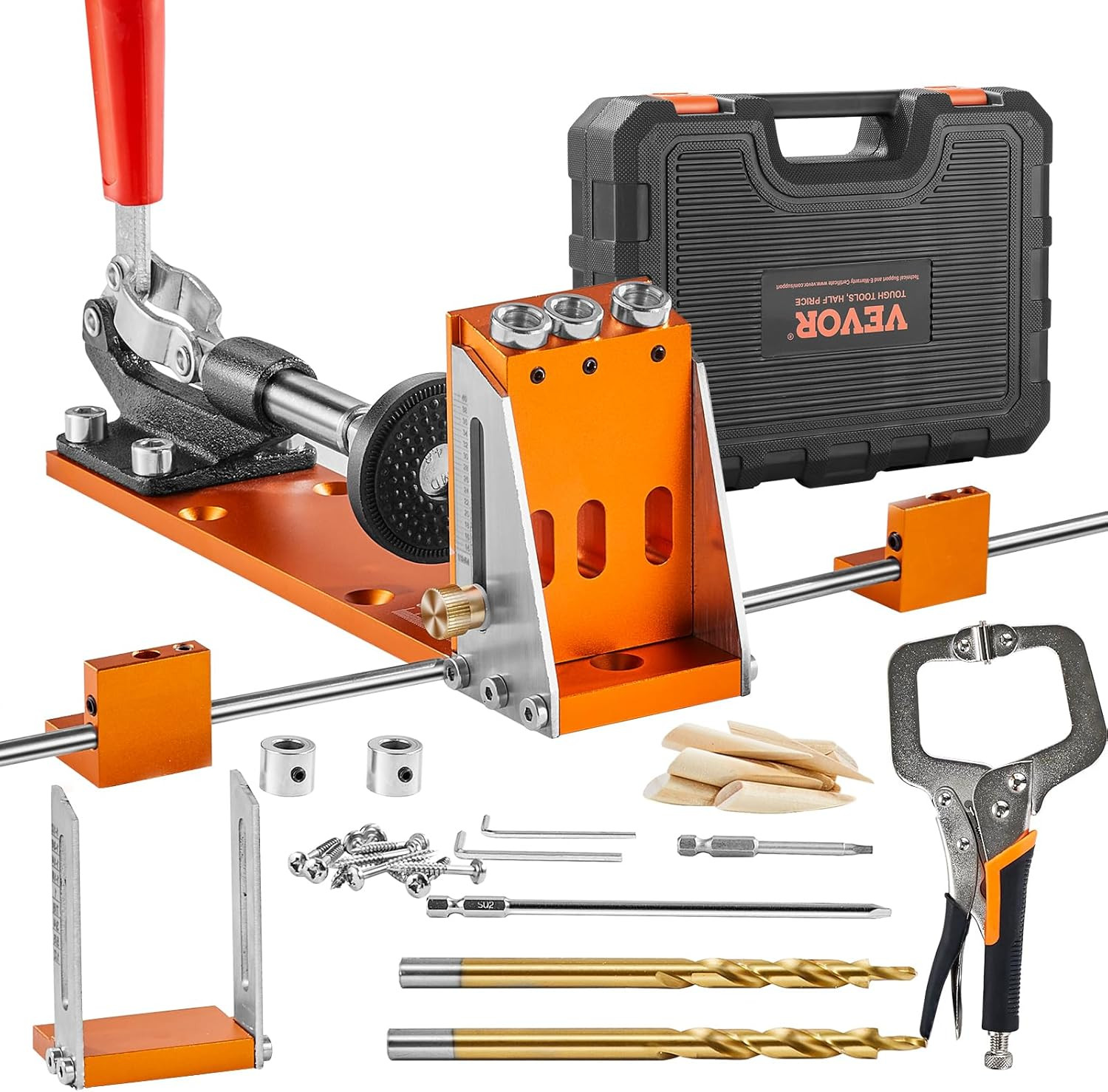 34-Piece Pocket Hole Jig Kit with C-Clamp for DIY Carpentry Projects