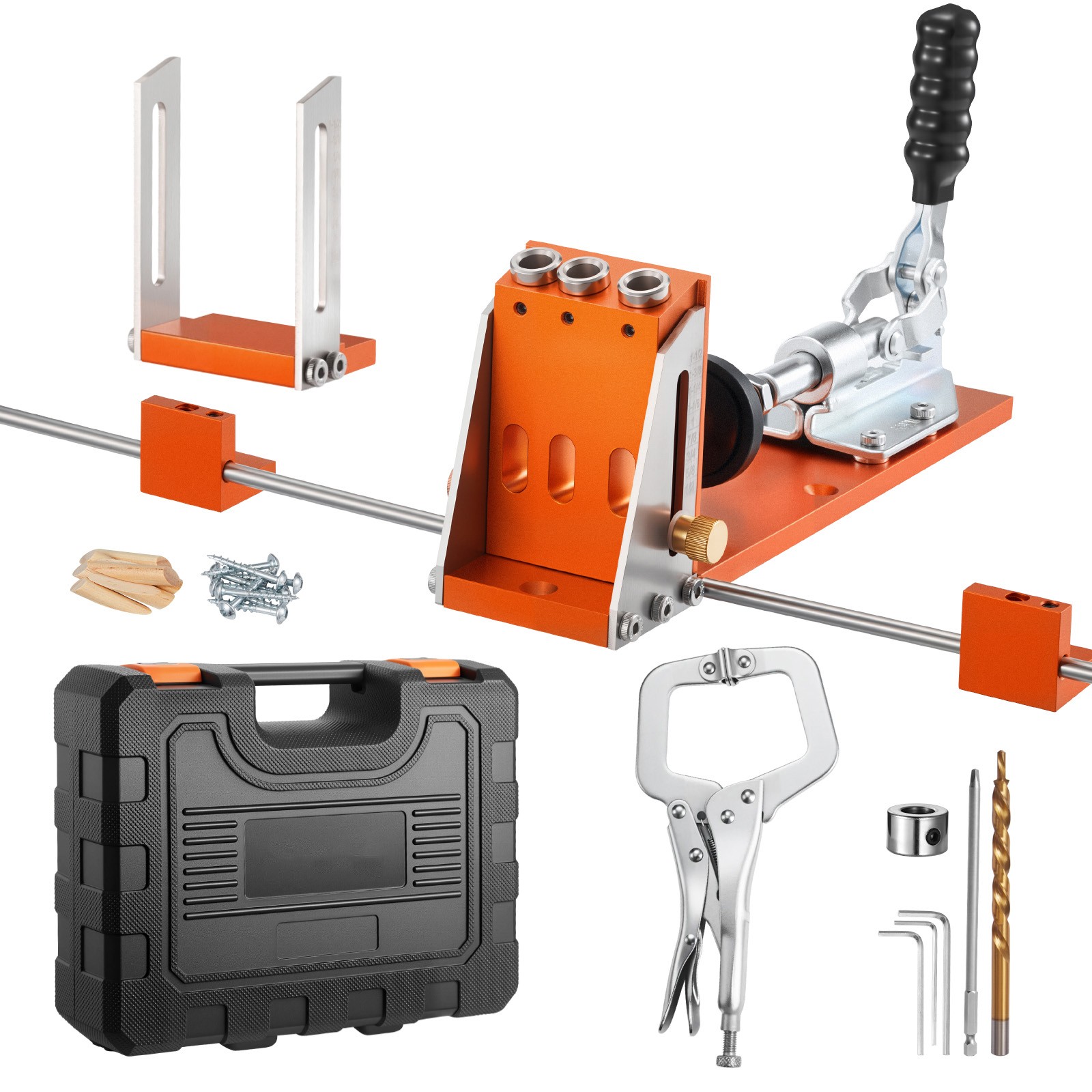 Uimoso Adjustable Pocket Hole Jig Kit for 1/2 to 1-1/2 Inch Woodworking