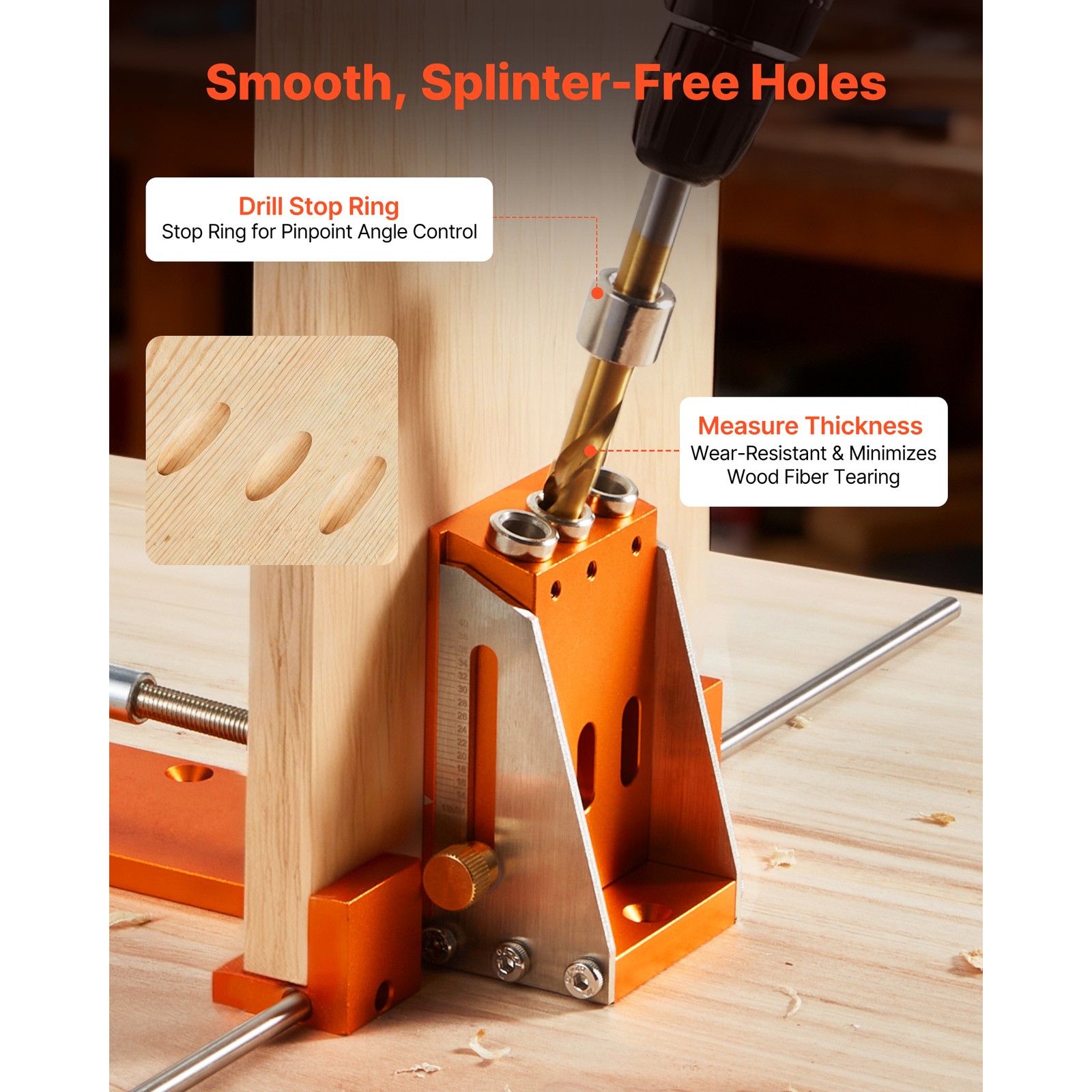 Uimoso Adjustable Pocket Hole Jig Kit for 1/2 to 1-1/2 Inch Woodworking