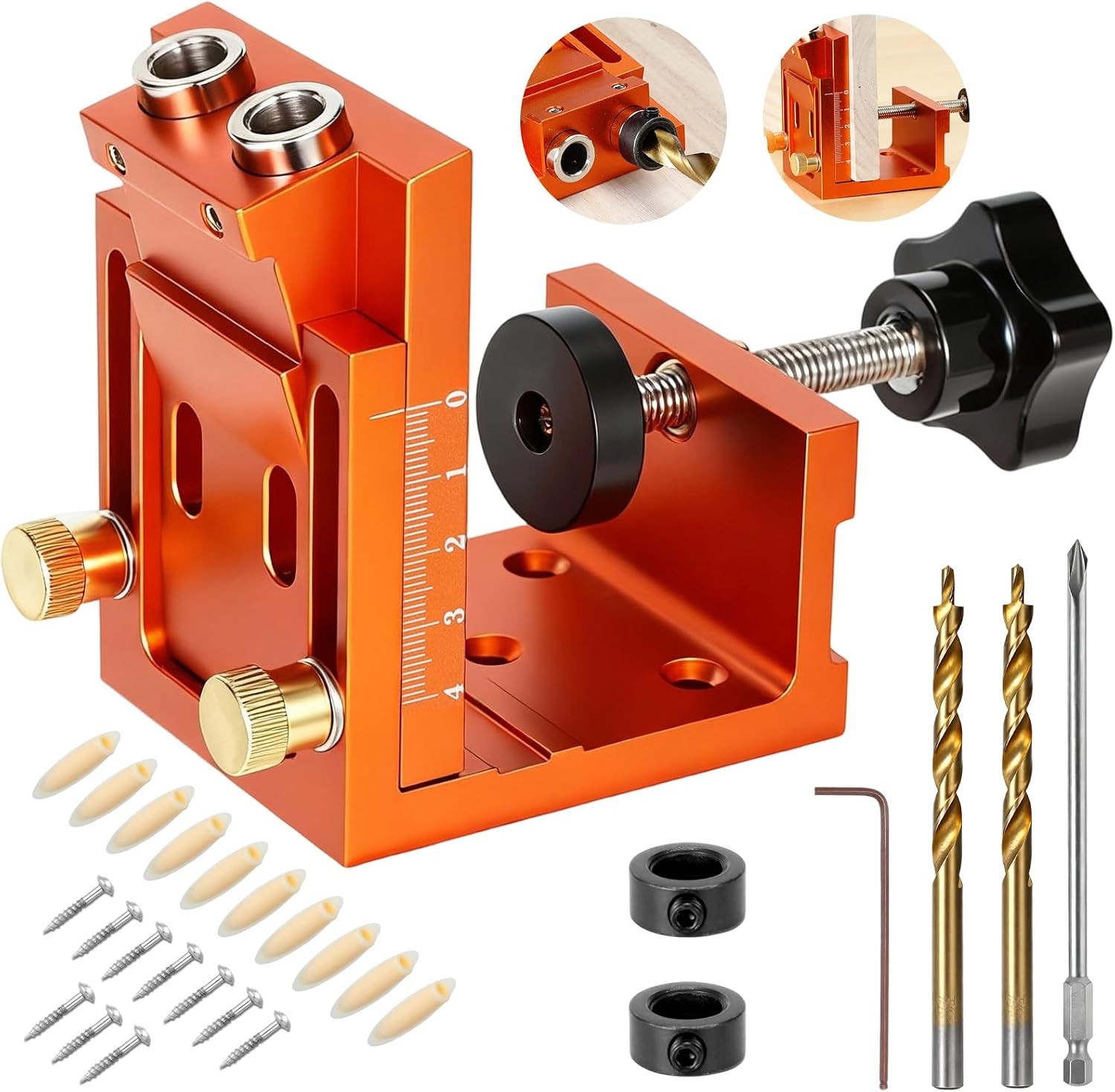 Pocket Hole Jig Kit Pocket Hole Drill Guide Jig Set for 15° Angled Holes