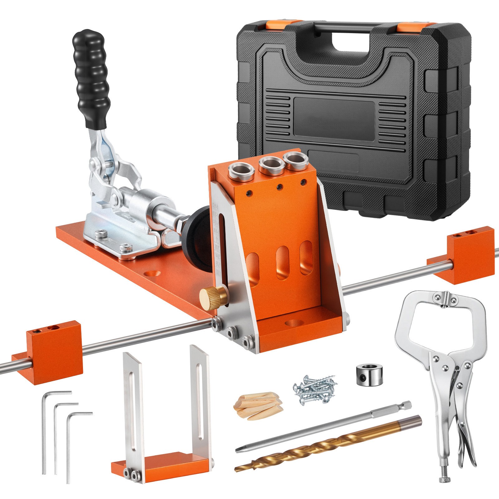 Uimoso Adjustable Pocket Hole Jig Kit for 1/2 to 1-1/2 Inch Woodworking