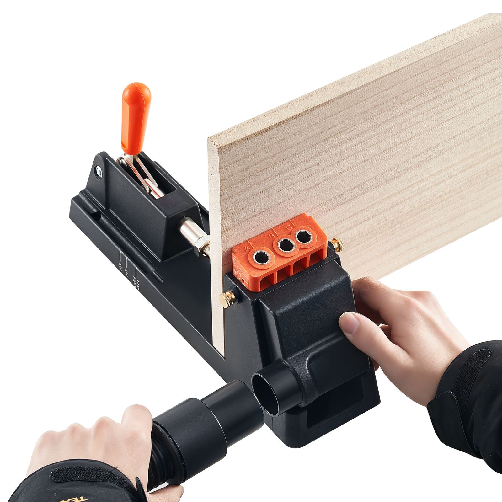 Pocket Hole Jig Kit 1/2-1-1/2in Adjustable, Detachable Guide, Dust Adapter