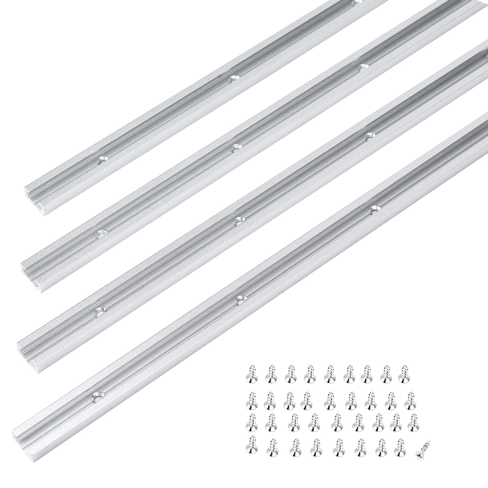 4 PCS Silver 36 Inch Double Cut Aluminum TTrack Woodworking Jigs And Clamps