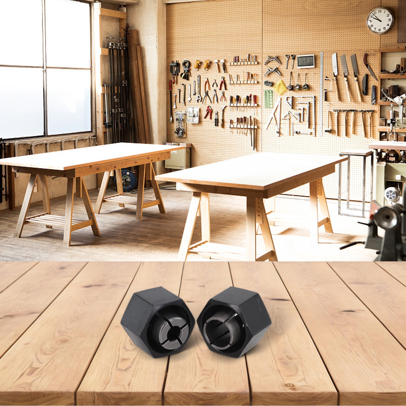Robust Metal Router Collet Pair in Sizes of 6 35mm and 12mm Compatible Parts