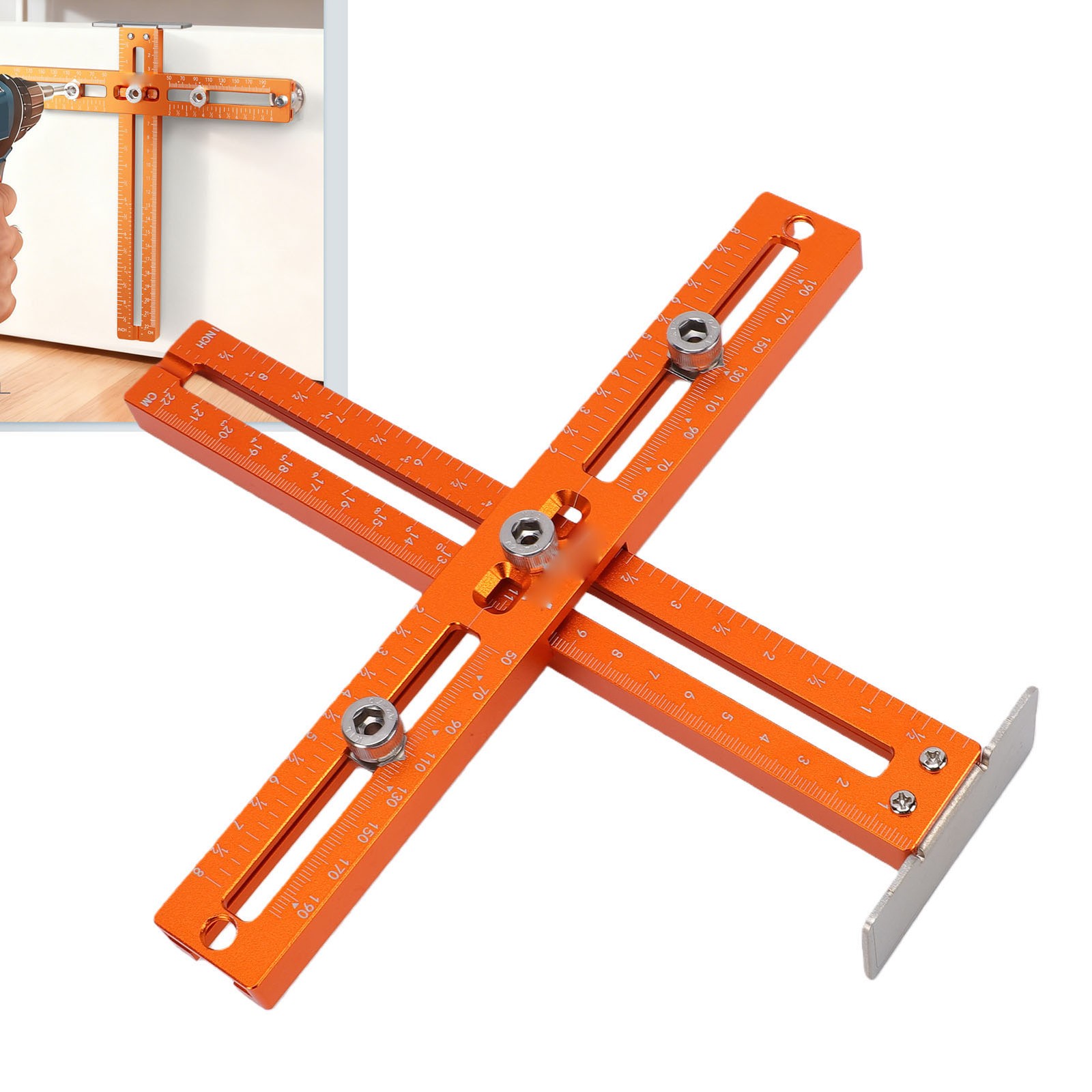 1-Cabinet Handle Drill Guide Metric Jig Woodworking Hole Punch Locator