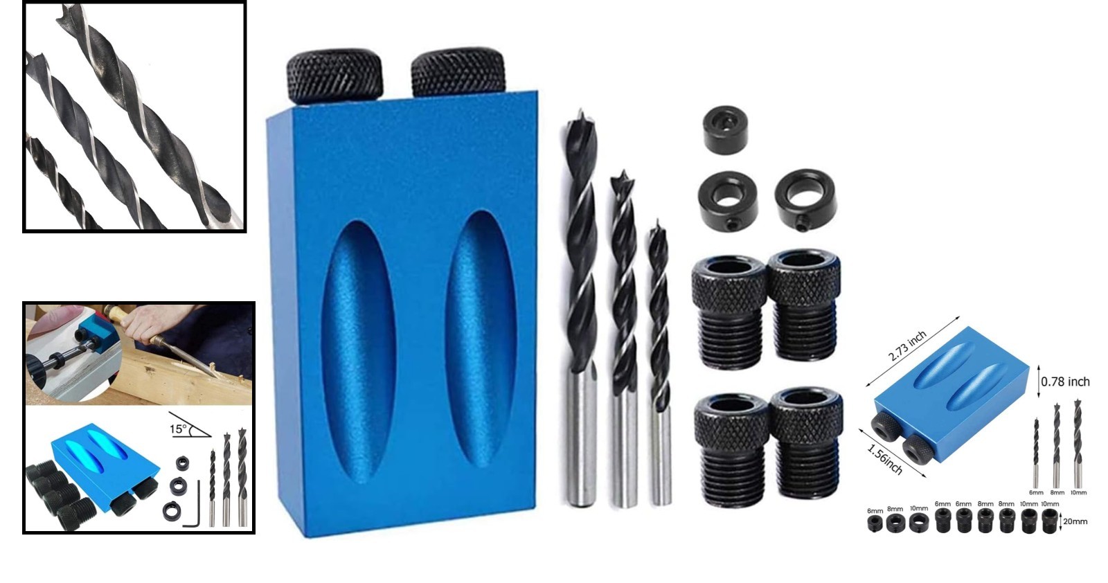 Multi-Sized Pocket Hole Jig Kit for Effortless Wood Joint Repair and Creation
