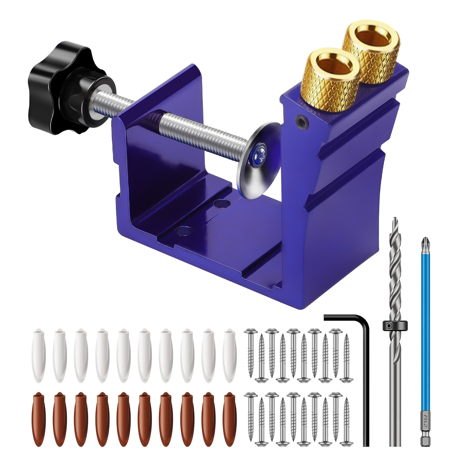 37Pocket Hole Jig Kit Carpentry Joinery Woodworking System Adjustable Depth Tool