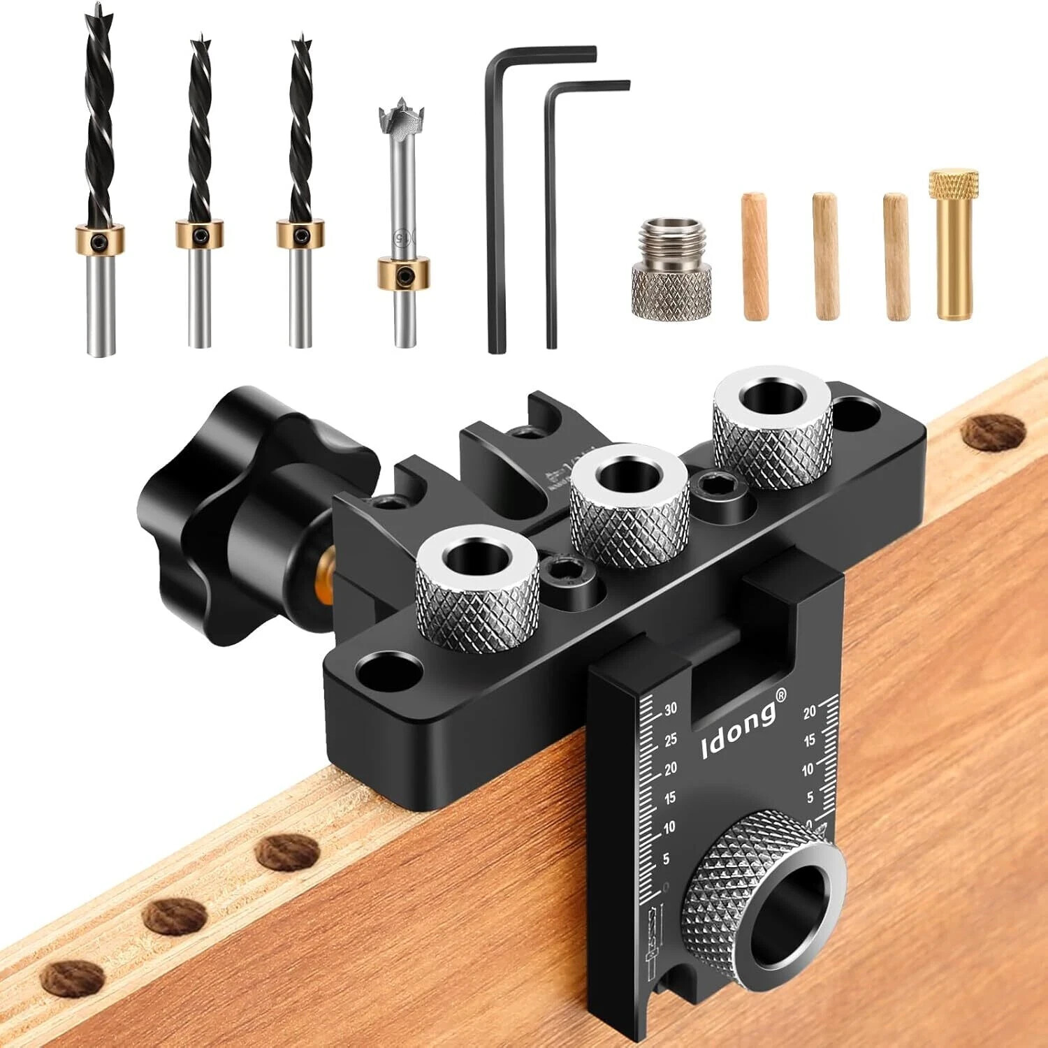 3-In-1 Pocket Hole Jig Kit for Straight Holes, 8/10/15 Mm Pocket Hole Wooden Dow