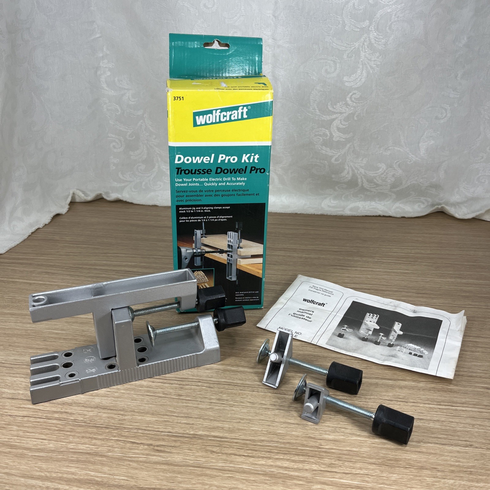 Wolfcraft DOWEL PRO KIT Doweling Jig For 1/4” 5/16” 3/8” #3751 Manual & Box