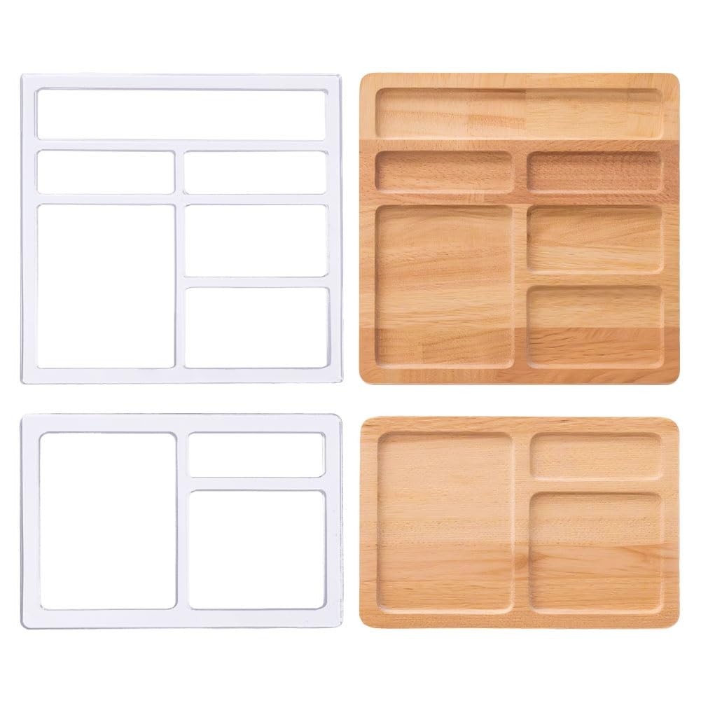 2PCS Valet Tray Router Templates, 3, 6 Pockets, Clear Acrylic, Woodworking Jig