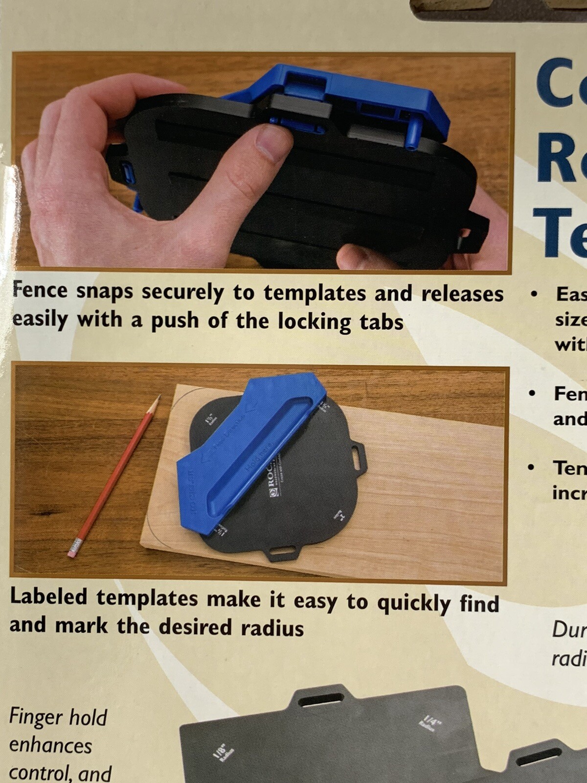 18 – Rockler Corner Radius Routing Templates, 12 radiuses 1/8″ to 2″ Woodworking