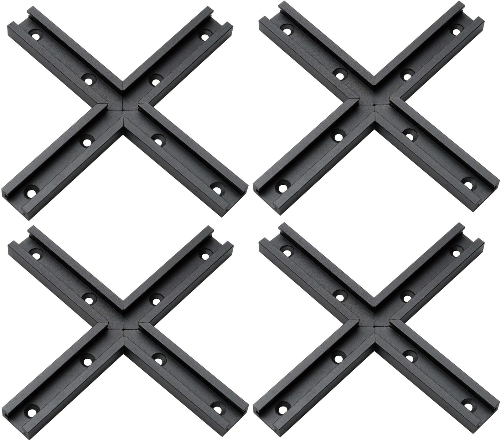 4 PCS Aluminum T-Track 3 Inch Intersection Kit Double Cut Profile Universal